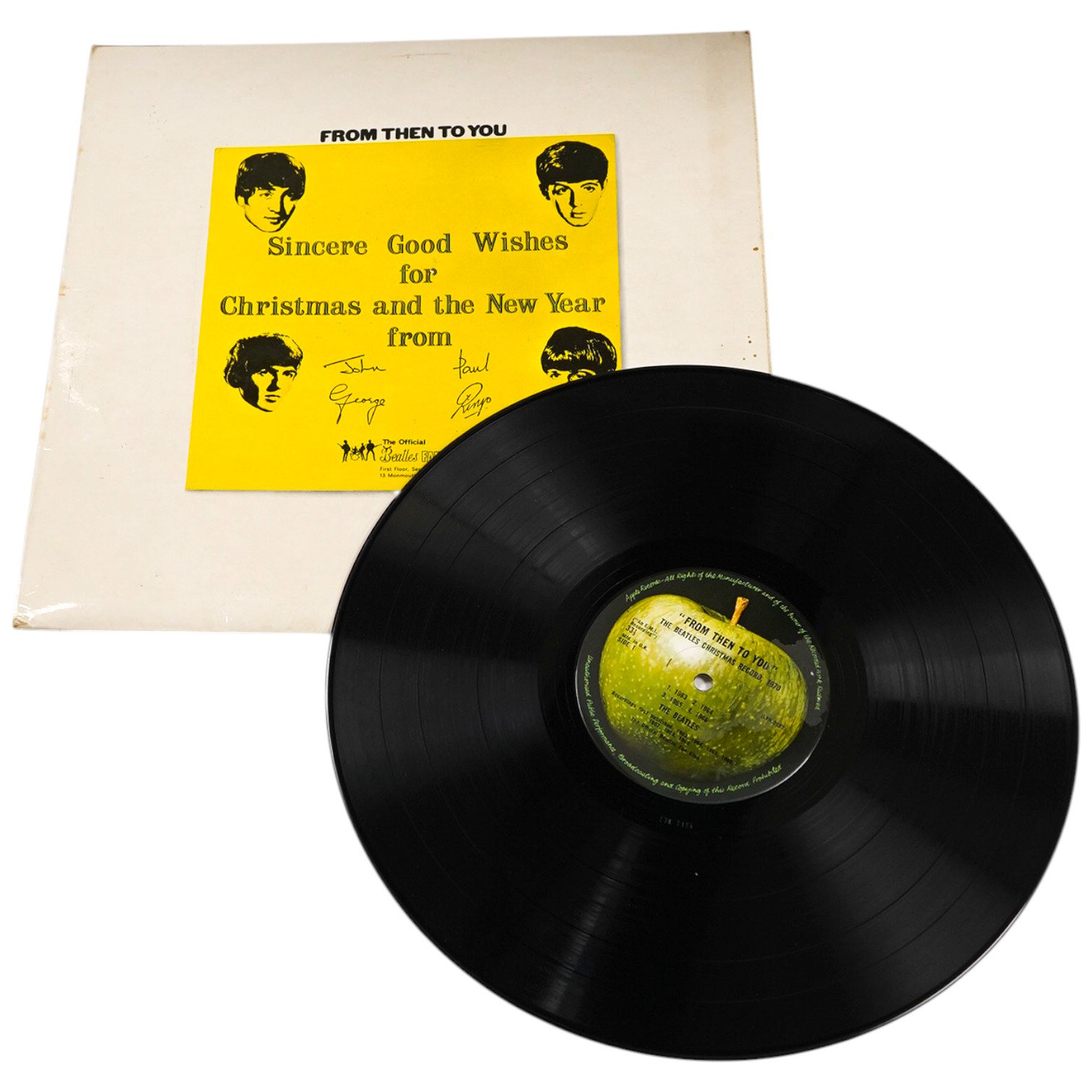 A Beatles Fan Club LP record album; From Then To You; The Beatles Christmas Record 1970 on Apple LYN2153 LYN2154, issued to the Official Beatles Fan Club members in 1970, comprising of a compilation of their Christmas me